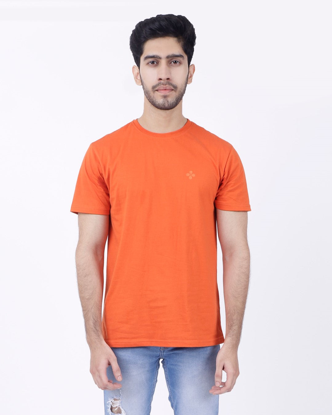 Bio Washed Mens Round Neck T-shirt β Rust